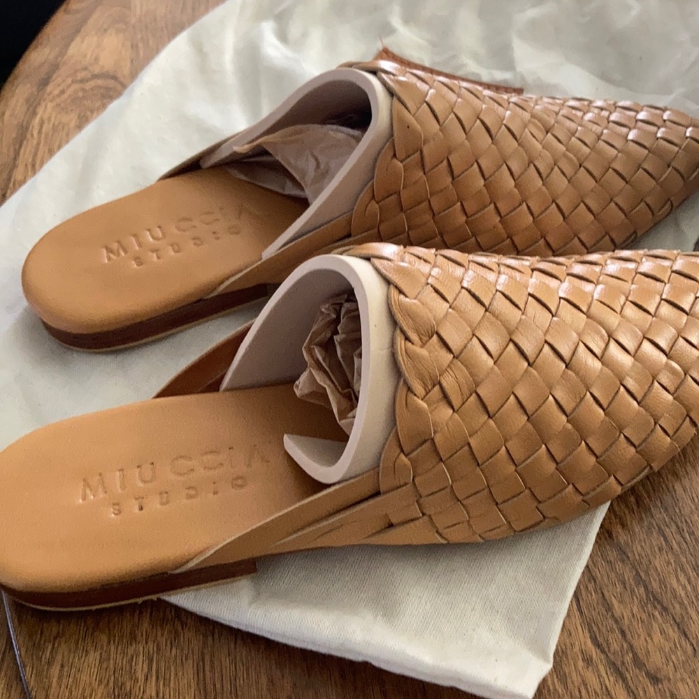 Woven Leather Mule - Tan - Picture 2 of 3